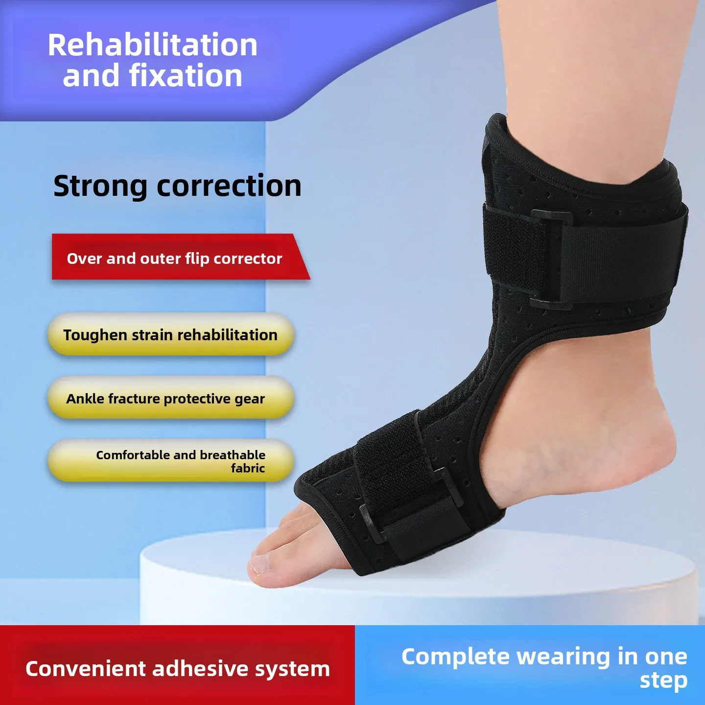 

24H Foot Drop Orthosis - Adjustable Ankle Brace for In/Toe-Out Correction, Medical-Grade Support