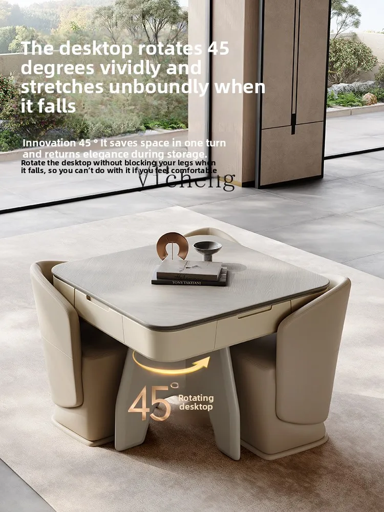 

FY solid wood mahjong machine household dining table integrated roller coaster tea room small apartment mahjong table