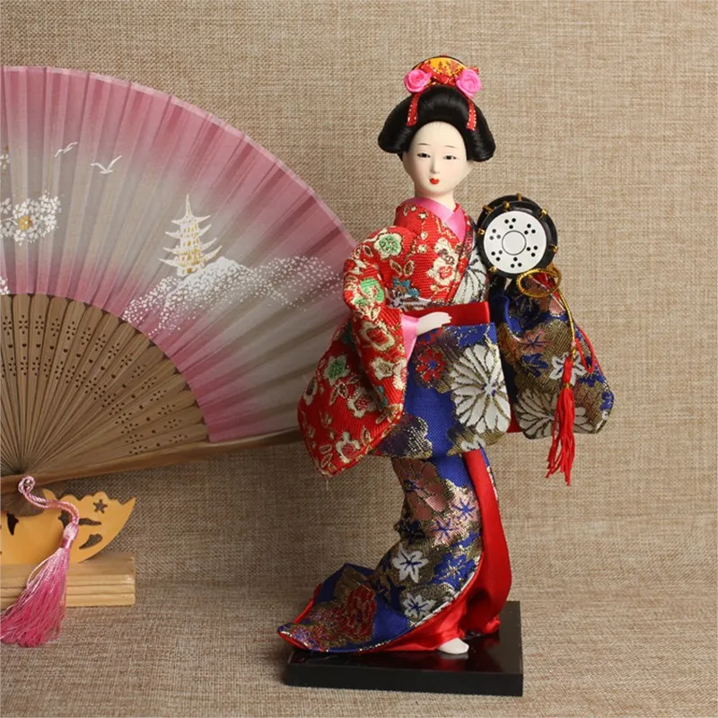 Boneca em miniatura de gueixa japonesa, 24-26cm, com lindo quimono, cultura japonesa, artesanato feito à mão para meninas, presente zl217