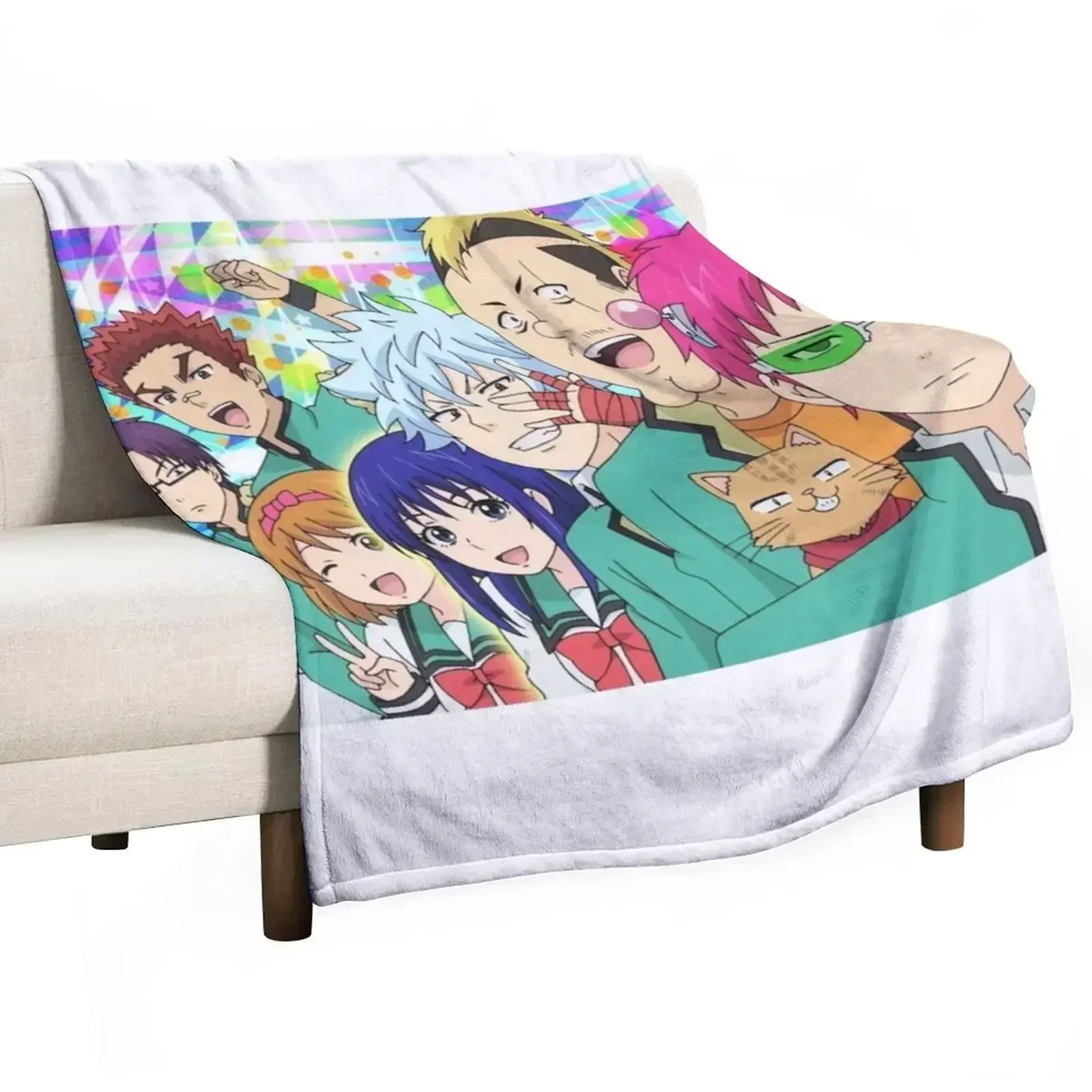 Saiki K Japanese Anime Throw Blanket Plaid Soft Beds Shaggy Beautifuls Blankets