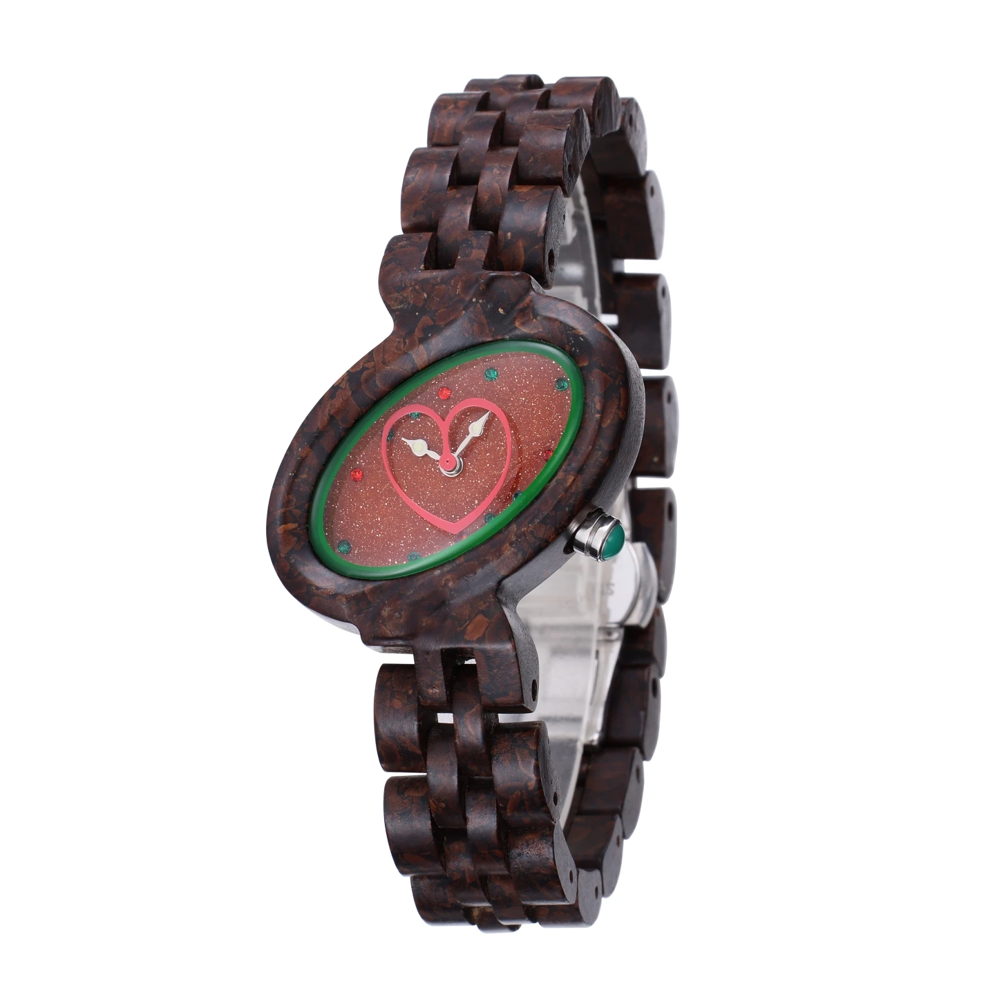 Woman Watch made of coffee beans with Natural crystal sandstone Dial Lady watch