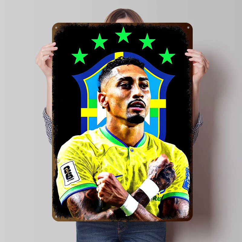 Raphinha Metal Poster Customized Wall Art Retro Vintage Tinplate Signs for Man Cave Modern Home Decoration Luxury Bathroom Decor