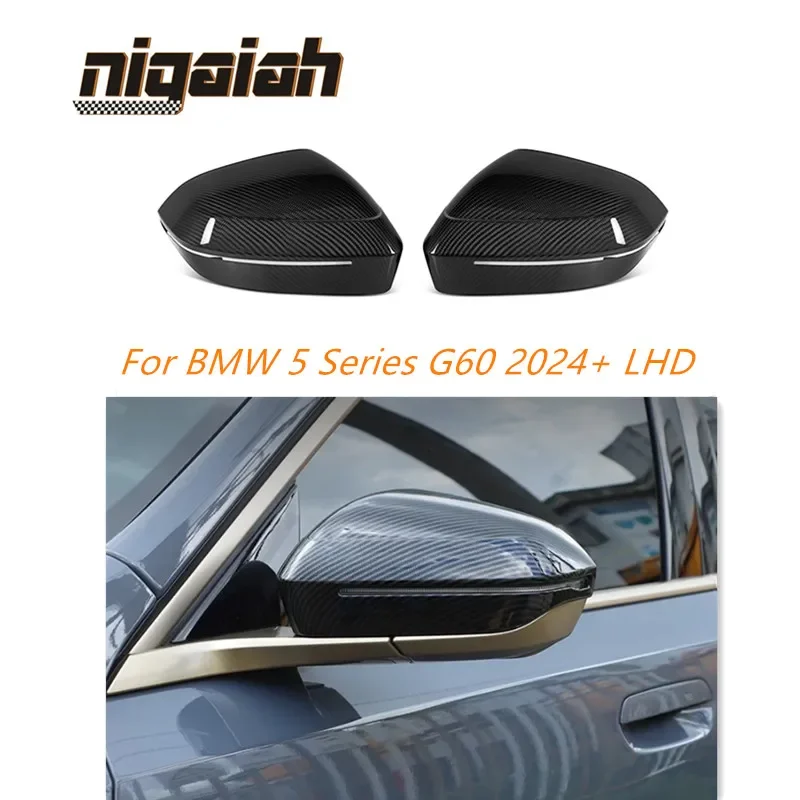 OEM style LHD Dry carbon fiber mirror caps For BMW 5 Serise M5 G60 2024+ Car modification accessories