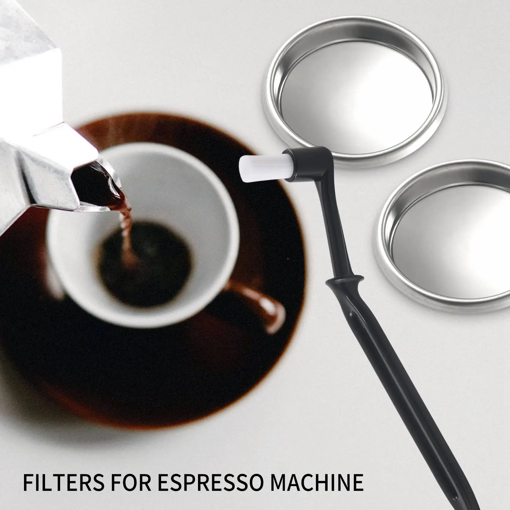 Coffee Machine Cleaning Set, escova para máquina de café, Back Flush, Insert Metal Blind Filter, 58 mm for Espresso Machine