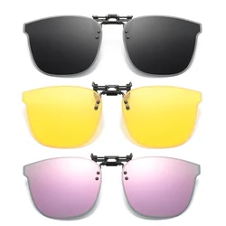 VIVIBEE Gradient Red Purple Flip Up Clip on Sunglasses for Women Polarized Mirror Pink Square Glasses Female UV400 Shades
