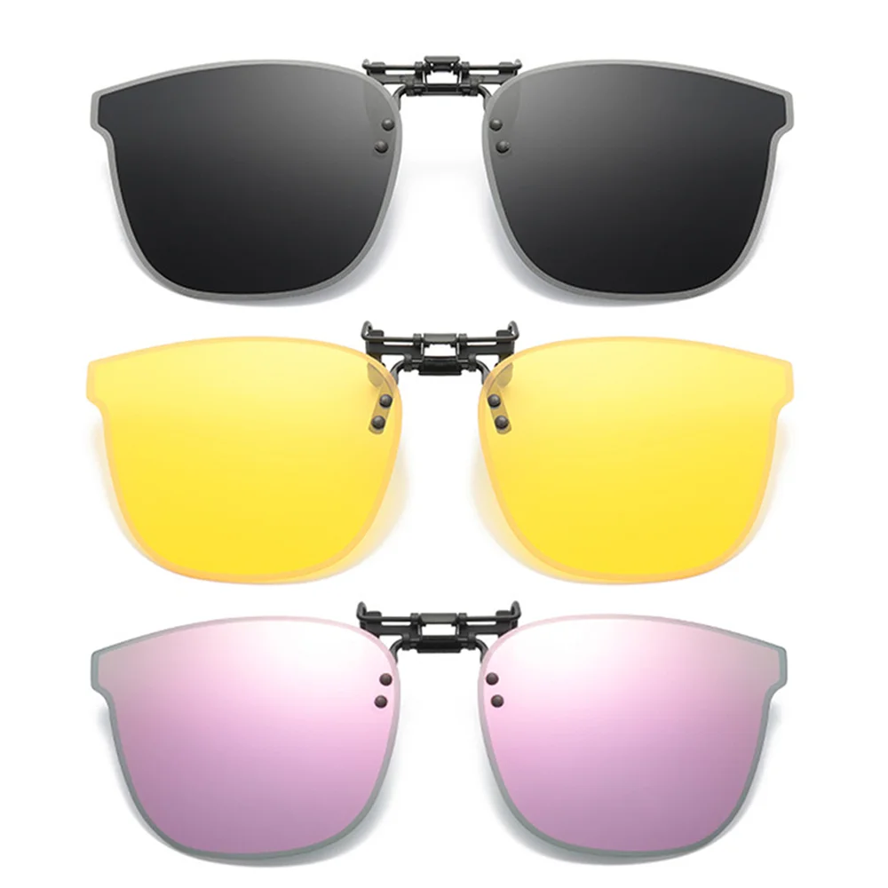 VIVIBEE Gradient Red Purple Flip Up Clip on Sunglasses for Women Polarized Mirror Pink Square Glasses Female UV400 Shades