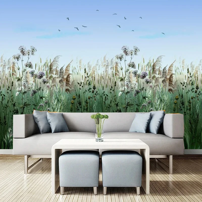 

Custom Photo Mural 3D Hand-painted Nordic Fresh Tropical Plant Forest Leaf Pattern Home Decor Wall Covering TV Wall Background