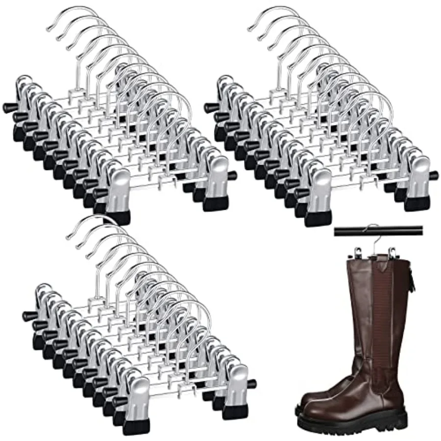 

30 Pcs Steel Boot Hangers with 2 Adjustable Clips Multifunctional Hangers Travel Portable Hanging Clips Heavy Duty Clothespins