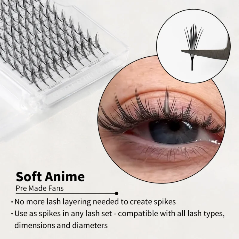 SENSE LASHES Comic Feather Eyelash Extensions Natural Soft Manga False Eyelashes Premade Anime Chunk Lashes for Makeup Tool