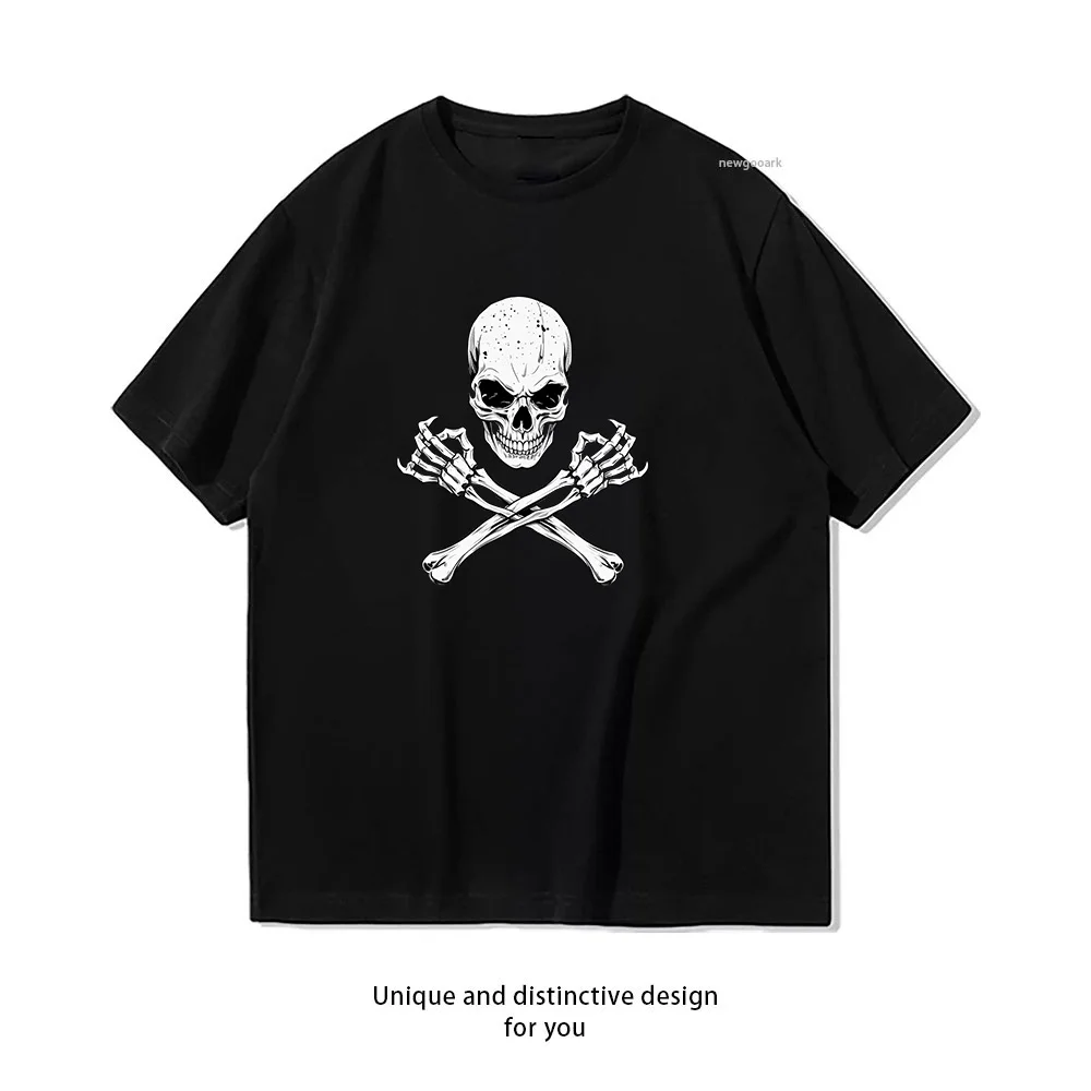 Skull Bones Crossed Pirate Flag  Casual Cotton Short Sleeve Tee for Men Women