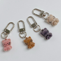 Alloy Flocked HelloKitty Cat Pendant, Cute Girl Schoolbag Pendant, Keychain Pendant