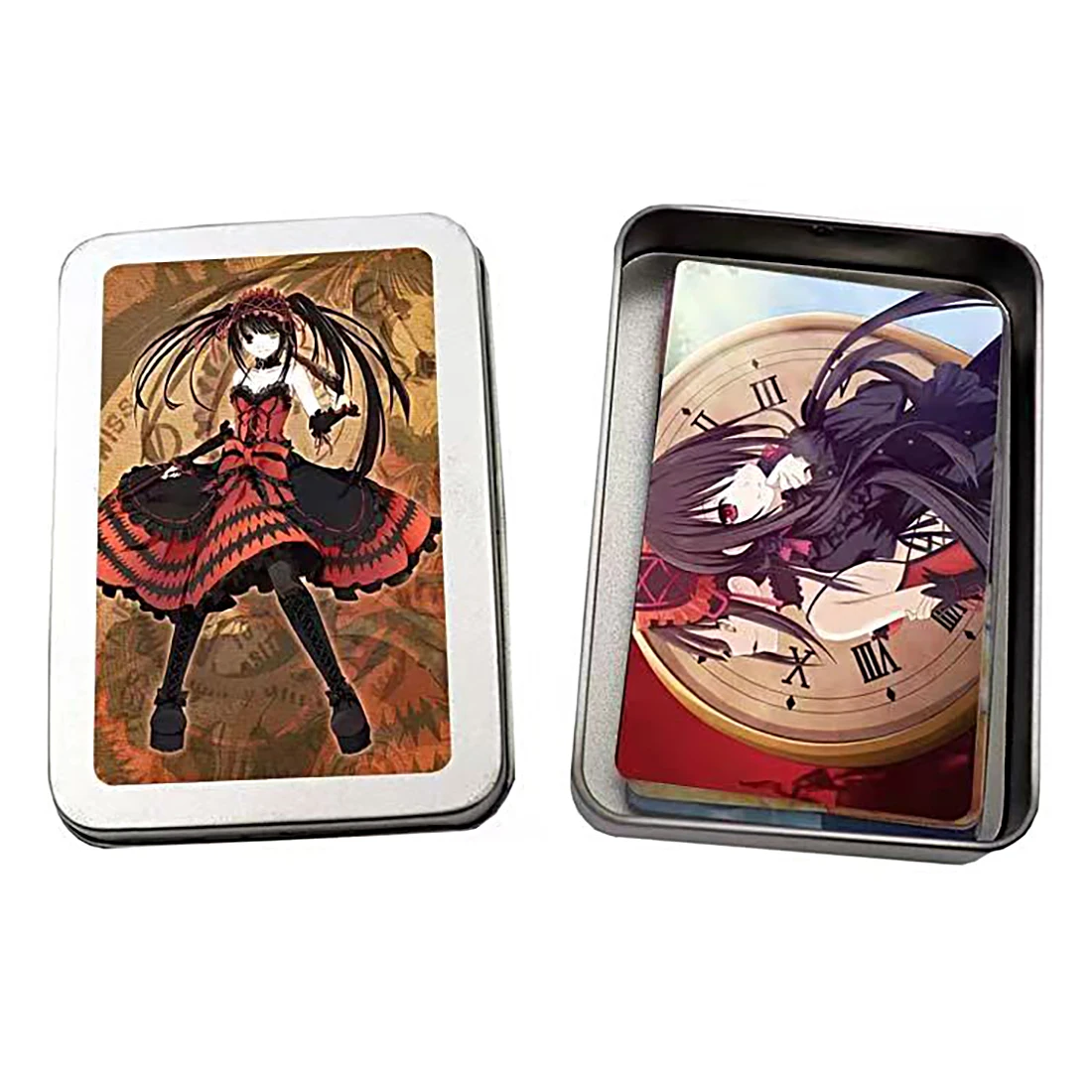 Anime DATE A LIVE Tokisaki Kurumi Figure Rare Iron Box Collection Translucency Cards Anime Peripheral Children Birthday Gift