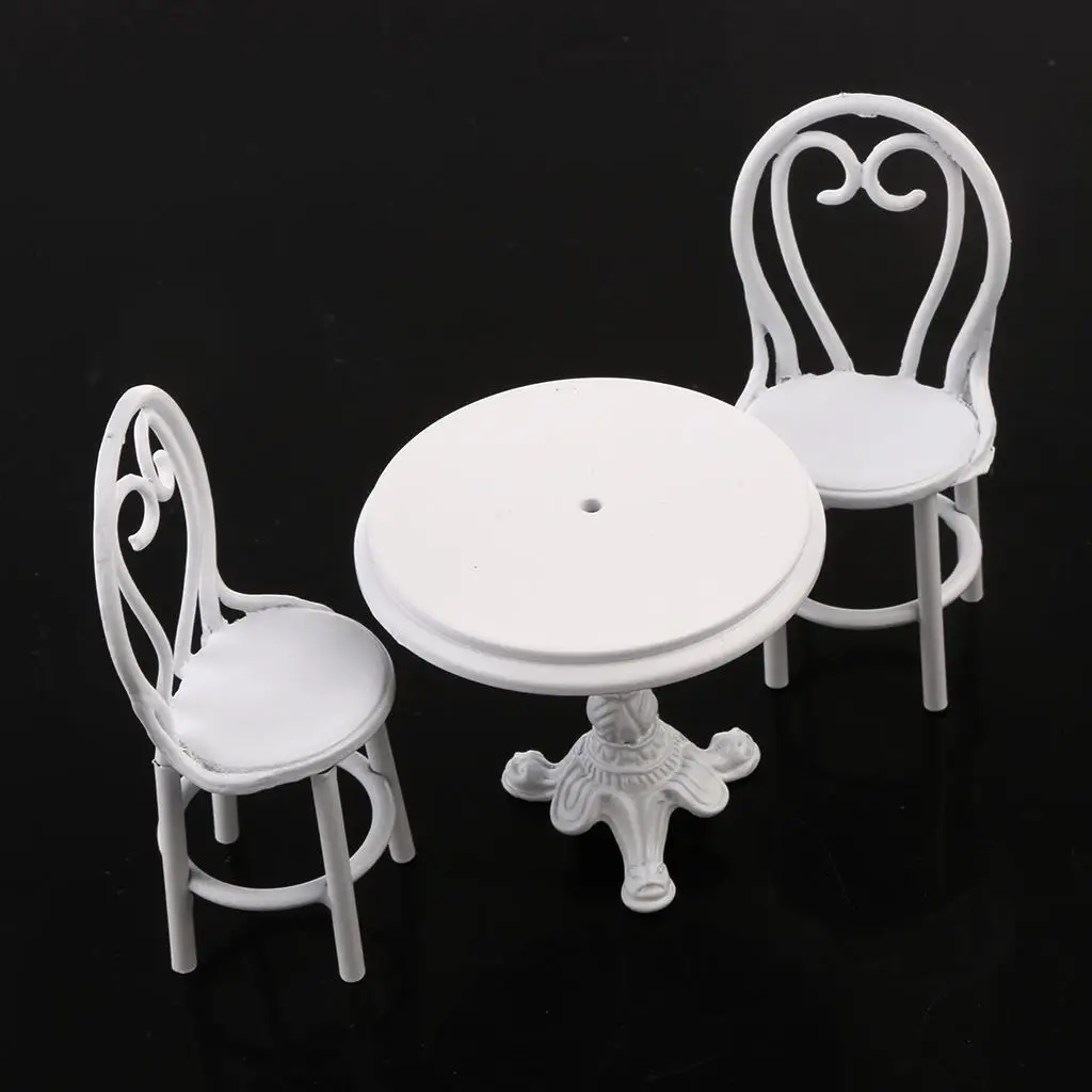 3pcs Table Chairs Furniture Toy Set :12 Dollhouse Miniatures