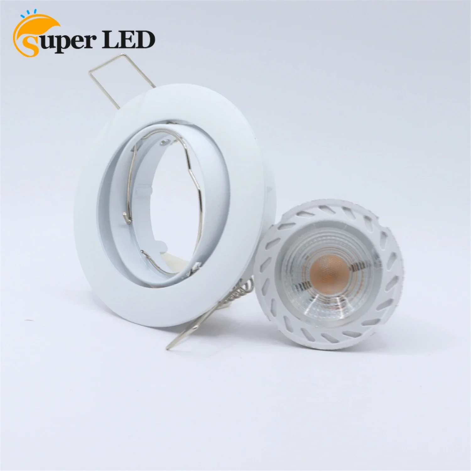 Bulat bola mata Casing GU10 dudukan lampu bohlam Led lampu sorot tersembunyi pencahayaan satu kepala Downlight perlengkapan