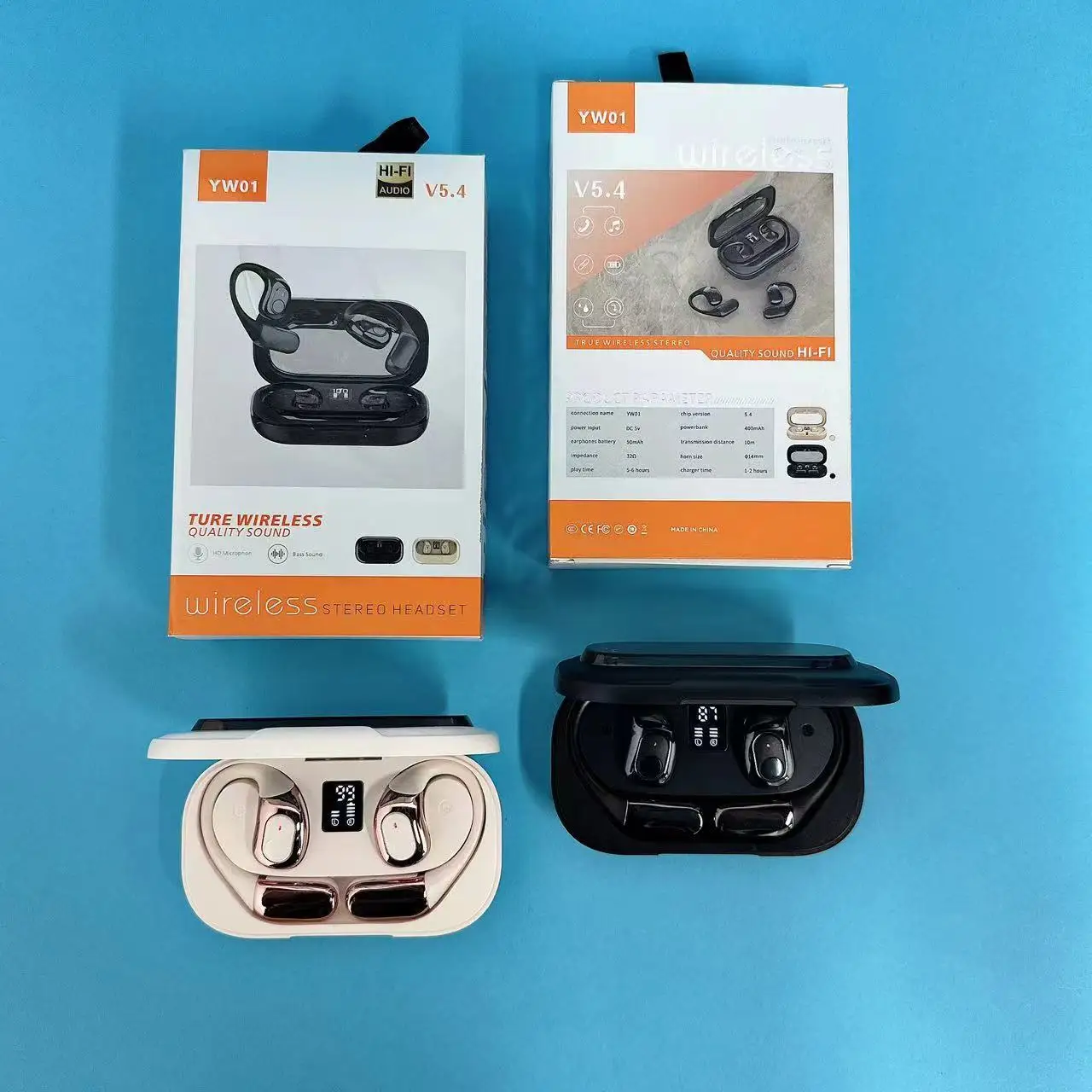 Yw01 Ows Earhook Headset Earbuds CE FCC TWS Large Capacity Long Endurance For Business Travel