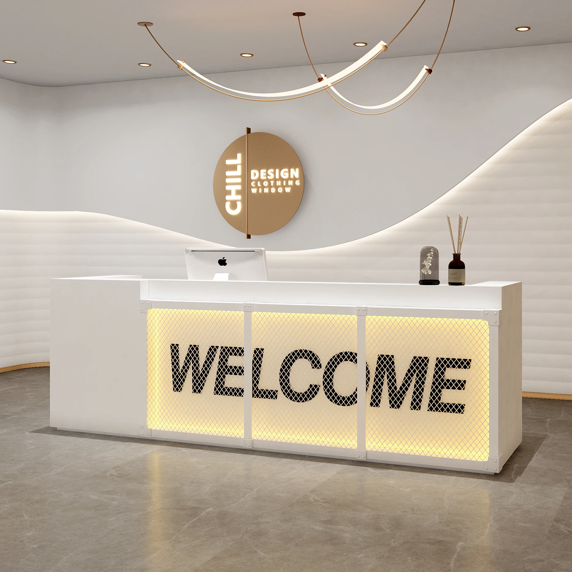 Retro industrial style clothing store simple small bar wrought iron bar company front desk reception counter