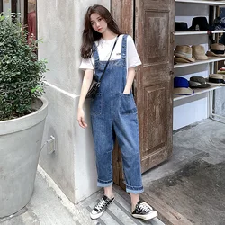 Women Denim Jumpsuit 2023 New Loose Casual Blue Jean Suspender Pants Spring Autumn Female Overalls Cargo Pants