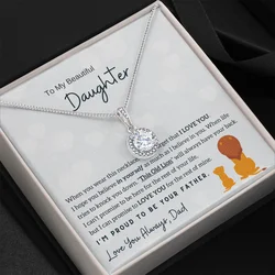 To My Daughter Gift From Dad 2024 Girl Fashion Women Necklaces Love Round Pendant Necklace with Box Birthday Dropshipping