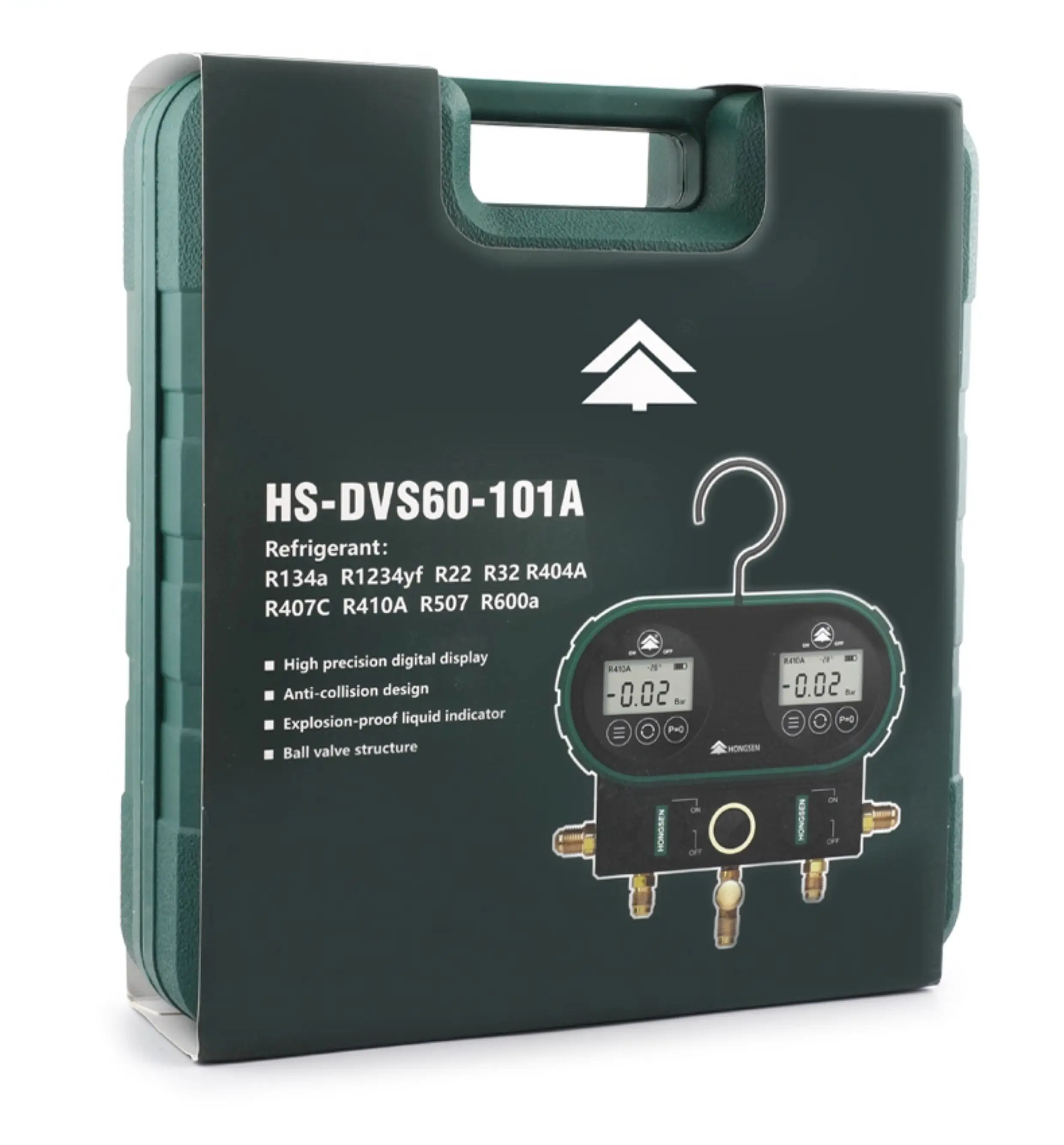 

Digital Dual Gauge Set HS-DVS60-101A - 0-800PSI Copper Manifold for Refrigerant Liquid Filling in Car AC R134a R22