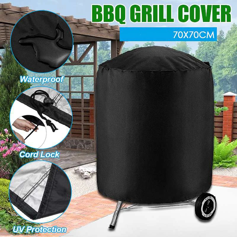 Round Waterproof Cover For Bbq Grill Garden Table Furniture Dustproof Outdoor Picnic Portable Oxford Cloth Protect Bag 70X70Cm