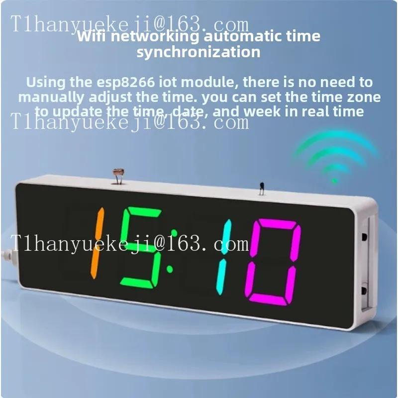 ESP8266 Electronic Clock WiFi Connected Digital Clock Seven Color Circuit Board Soldering Practice Electronic DIY Kit