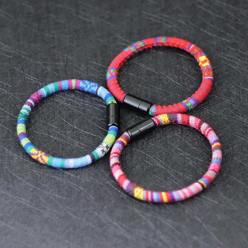 New Bohemian Bracelet For Men Women Magent Clasp Cord Braclet Bangle Ethnic Braslet Friendship Jewelry Rope Chain Brazalete