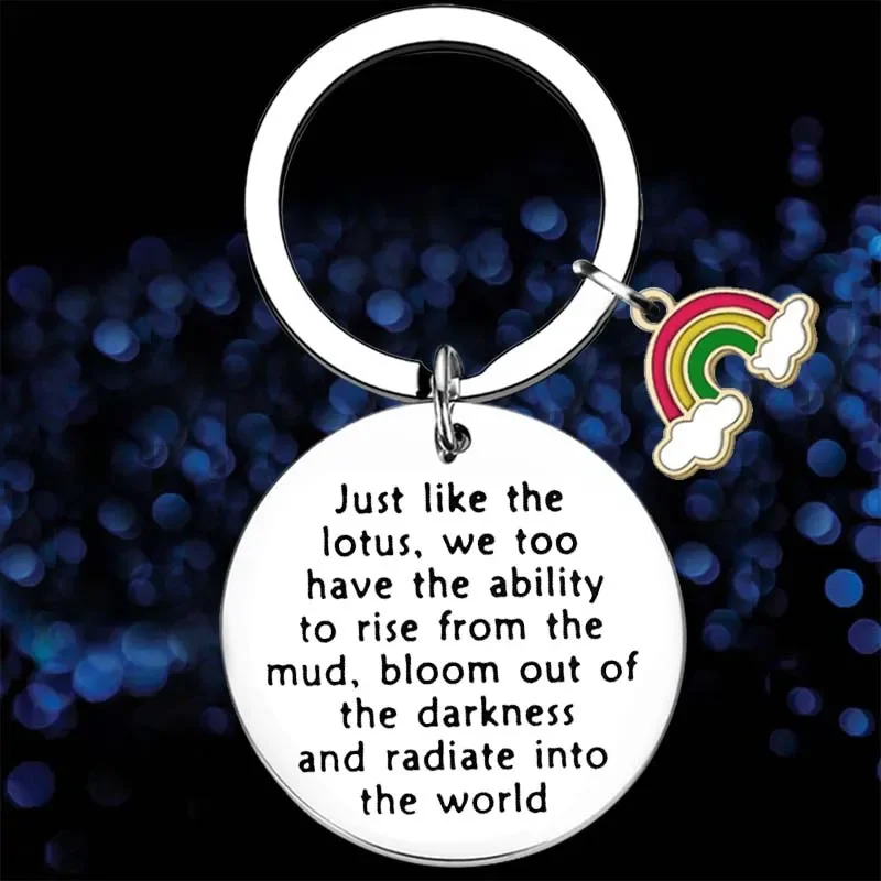 

Cute Lotus Keychain Inspirational Key Chain Pendant sports lover Gift