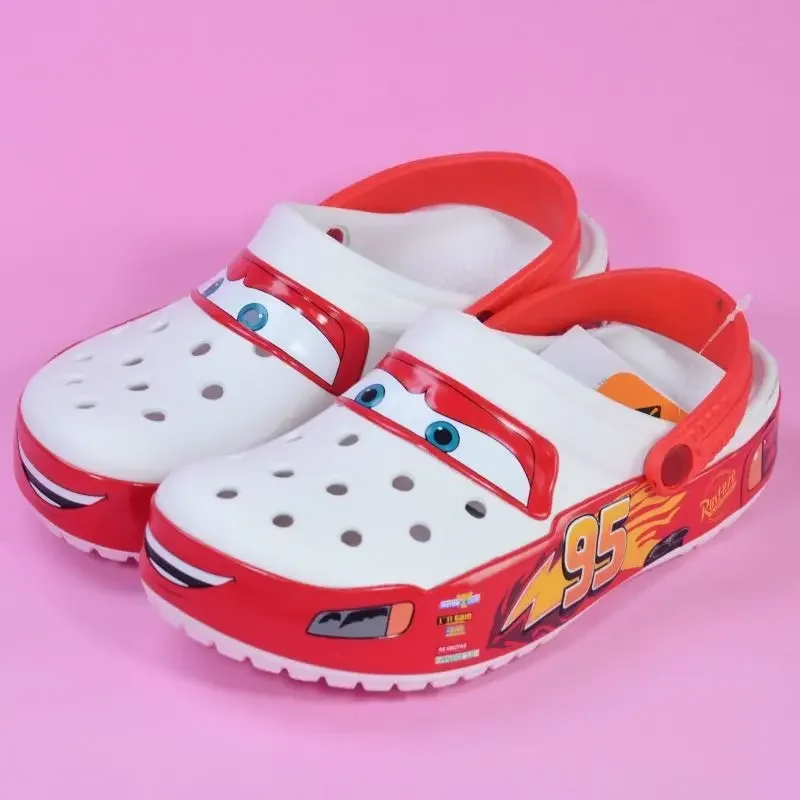 Disney Cars Lightning McQueen Creative Cartoon Outdoor Casual Flat Shoes Personalized Anime Movie Character Baotou Beach Sandals