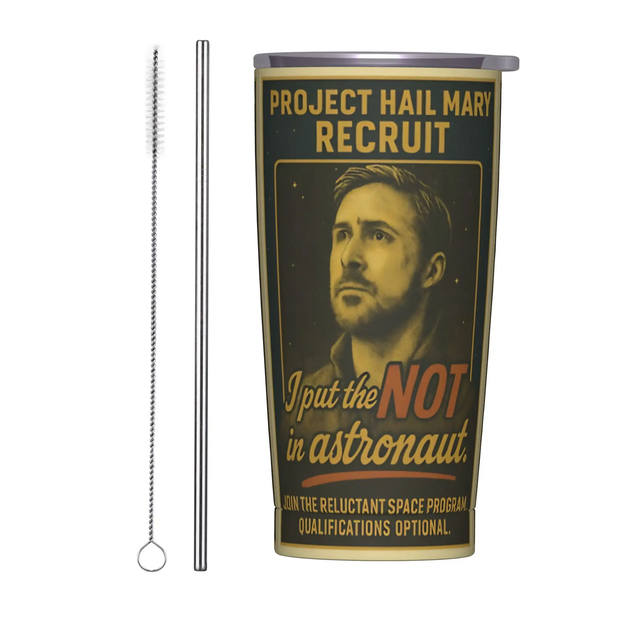 Project Hail Mary Recruit Retro Poster  Tumbler Vacuum Insulated  Thermal Cup Vacuum Flask Double Wall Mugs Water Bottle, 20oz