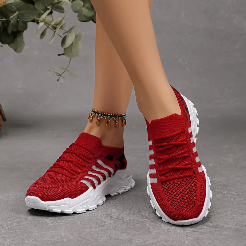 أحذية كاجوال شبكية صيفية قابلة للتنفس سهلة الارتداء أحذية رياضية خفيفة الوزن للنساء بأربطة أحذية مشي مريحة على الموضة #3