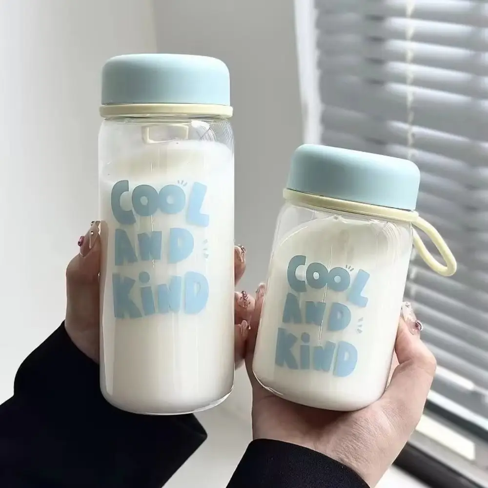 

400/600ml Transparent Plastic Cup Lifting Rope Leakproof Milk Water Bottles Portable Dustproof Drinking Water Bottle Juice