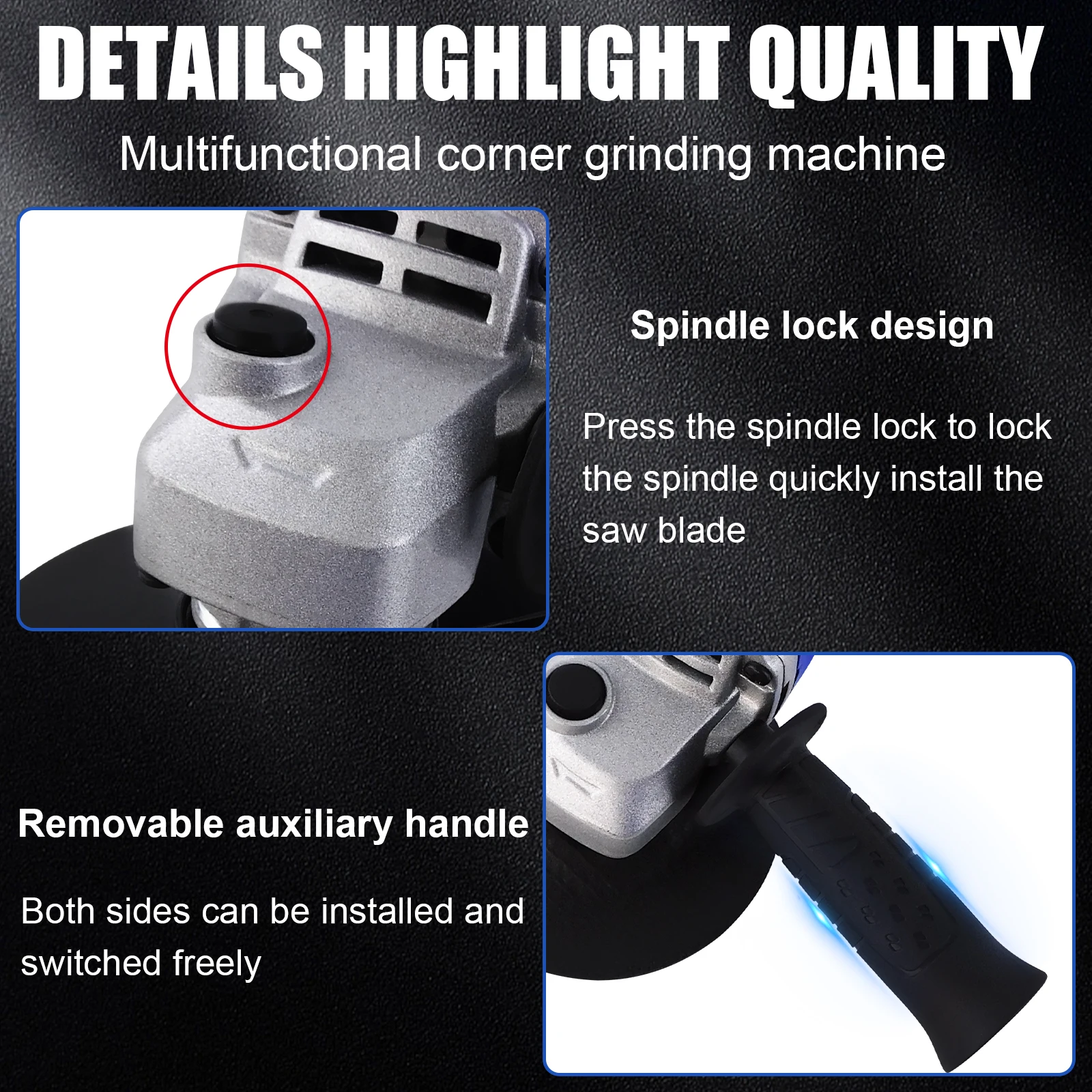 Electric Angle Grinder 115mm Brushless Mini Angle Grinder Corded Grinder Tool,Great for Sanding Cutting,Grinding,Polishing