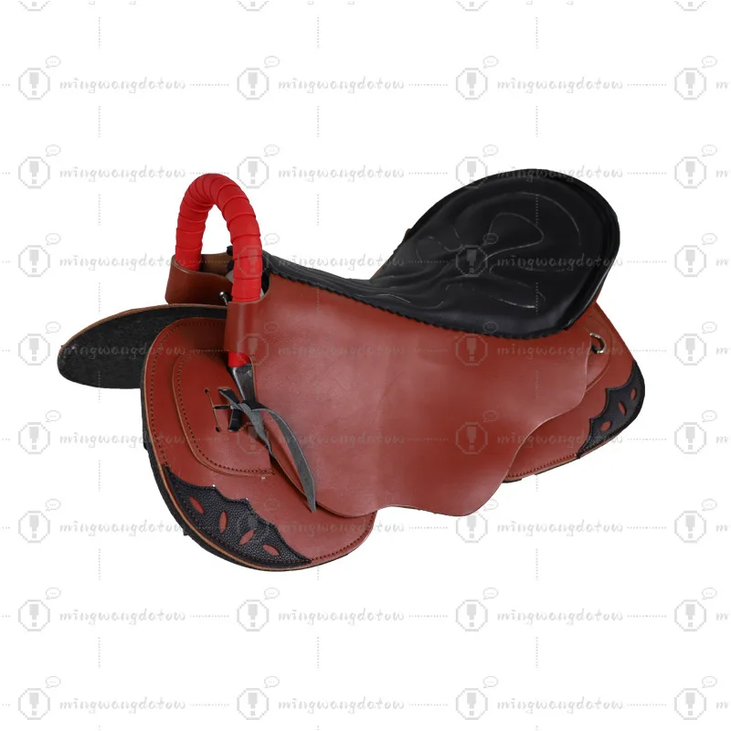 Genuine Leather Two-Seater Saddle Full Set, Double Tourist Saddle for Horse Riding, Complete Equestrian Tack