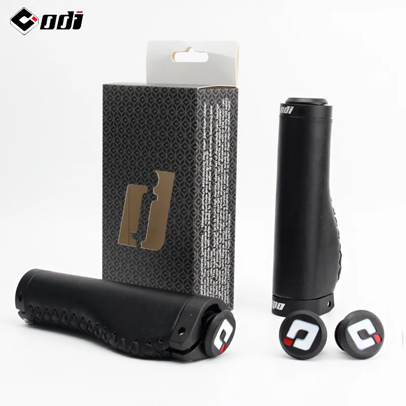 ODI MTB Cuffs Leather Bicycle Handlebar Grips Aluminum Lock Ring Mountain Bike Grip Shockproof Bike Handle Bar End Plug