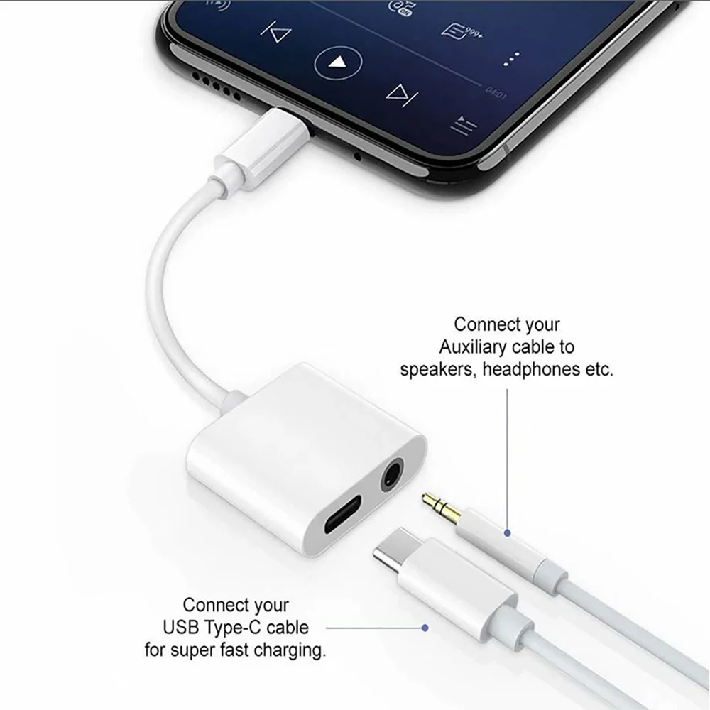 2 in 1 USB C to 3.5mm Jack Aux Cable Converter Audio Adapter For Samsung Xiaomi Huawei Headphones Audio Cable Connector Splitter