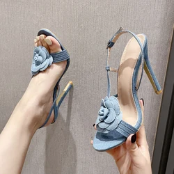 Liyke Sexy Slingback Back Buckle Strap Gladiator High Heels Modern Sandals Women Summer Fashion Flower Open Toe Party Dress Shoe