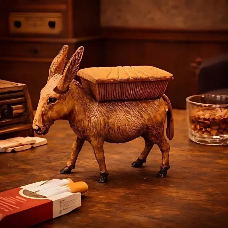 Funny Donkey Butt Cigarette Dispenser, Resin Novelty Cigarette Holder Box with Automatic Pop-Up, Desktop Decor Gag Gift for Men