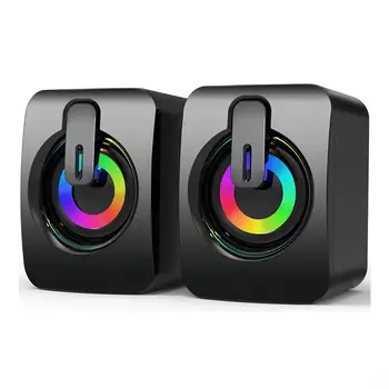 Computer speakers PC sound box HIFI Stereo microphone wired USB desktop wholesale Mini player with LED light Caixa De Som