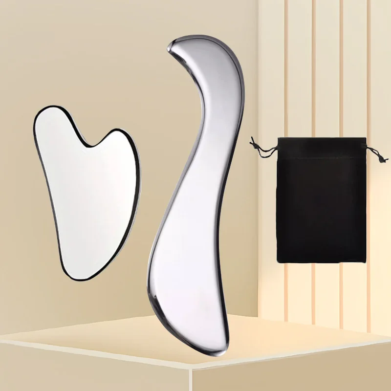 3-teiliges Gua-Sha-Set aus Edelstahl, sanft zur Haut, für Tiefenmassage an Schultern, Nacken und am ganzen Körper