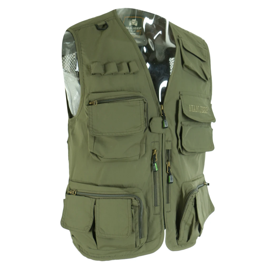 

Mesh Sleeveless Utility Multi Pocket Vest Work Wear Waistcoat Gilet