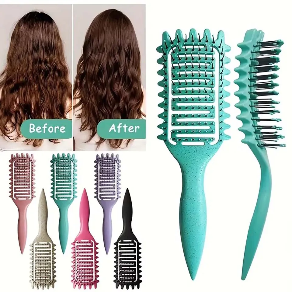 Curl Define Styling Brush Hollow Out Detangling Hair Brush Tangled Wet Curly Hair Comb Shaping Curls Barber Hairdressing Tools