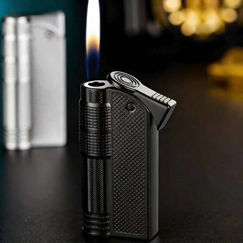 

Металлическая ретро зажигалка с открытым огнем в стиле ретро, одна кнопка, надувная зажигалка для бутана, аксессуары для курения, подарочный инструмент, бестселлер