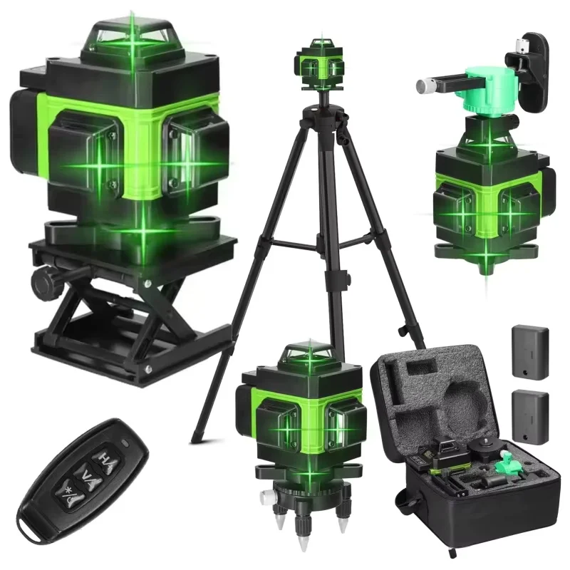 8/12/16-Linien-Laser-Nivelliergerät mit Dreieck-Verlängerungssockel, selbstkalibrierend, 360° °   Horizontaler und Vertikaler Grüner Linienlaser