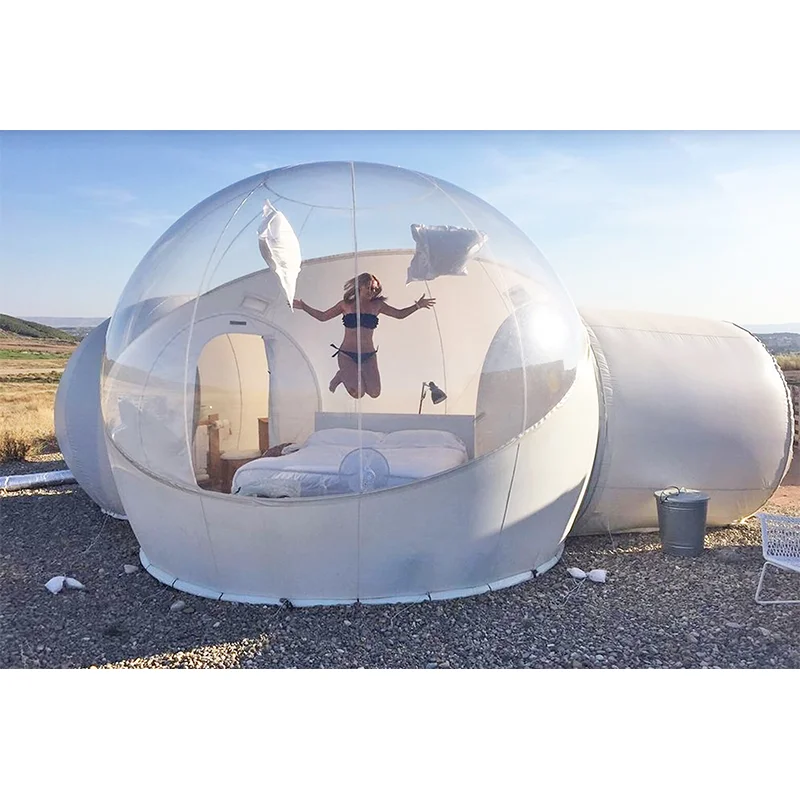 Clear Inflatable Bubble Dome Tent With Tunnel,DIY Transparent Sphere Bubble Hotel Family Gardon Camping Lgloo Living Room