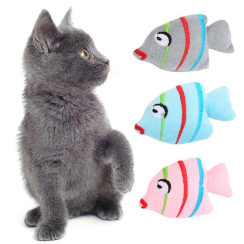 Cat Toy Catnip Small Fish Three-color Optional Plush Toy Interactive Pet Supplies Kawaii Fish Small Catmint Pillow Pet Toy 1PCS