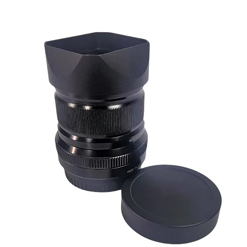 Design for Fujifilm XF 50mm F2‌ Metal Bayonet Square  Lens Hood  Lens Shade With Metal Cap