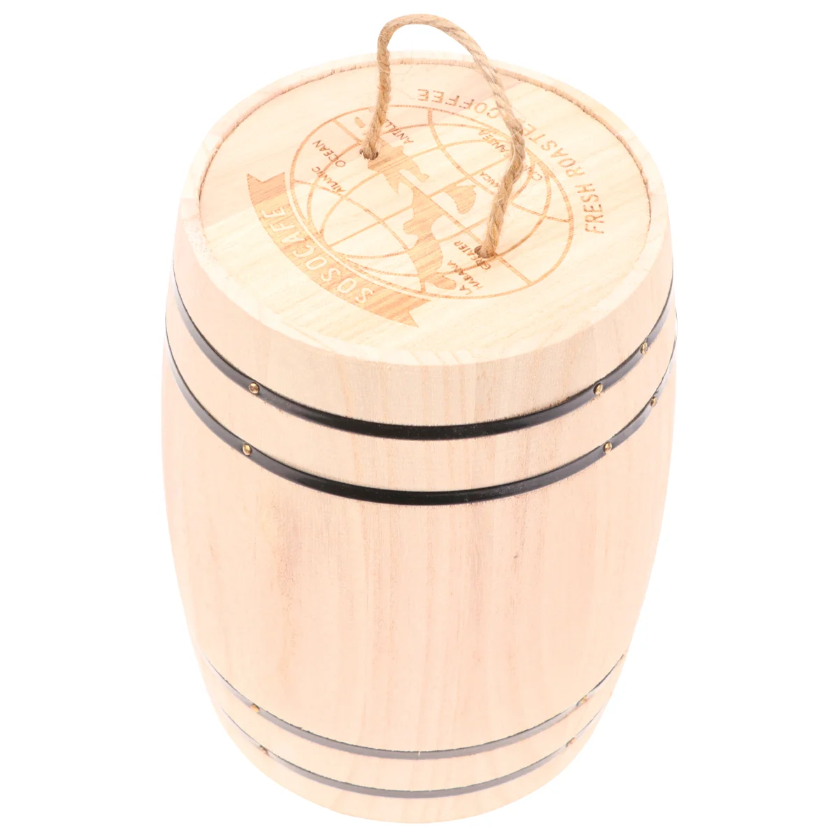 1pc Wooden Barrel Pen Container Desk Organizer Holder Wooden Ornament Wooden Cask for Coffee Bean Tea Small Objects (Wood Color)