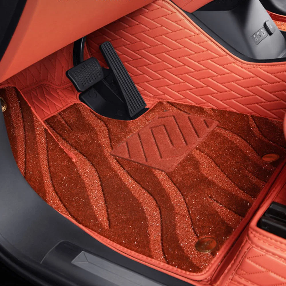 Fully Enclosed Leather Foot Pad For BYD TANG L Sealion 8 EV/DM 2025 2026 Double Layer Silk Ring Carpet Car Accessories