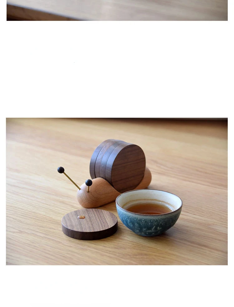 

1 Set Wood Cup Mat Placemats for Table Snail Shaped Heat Insulation Pad Wooden Tea Coaster Tool Tea Tray Creative Gifts