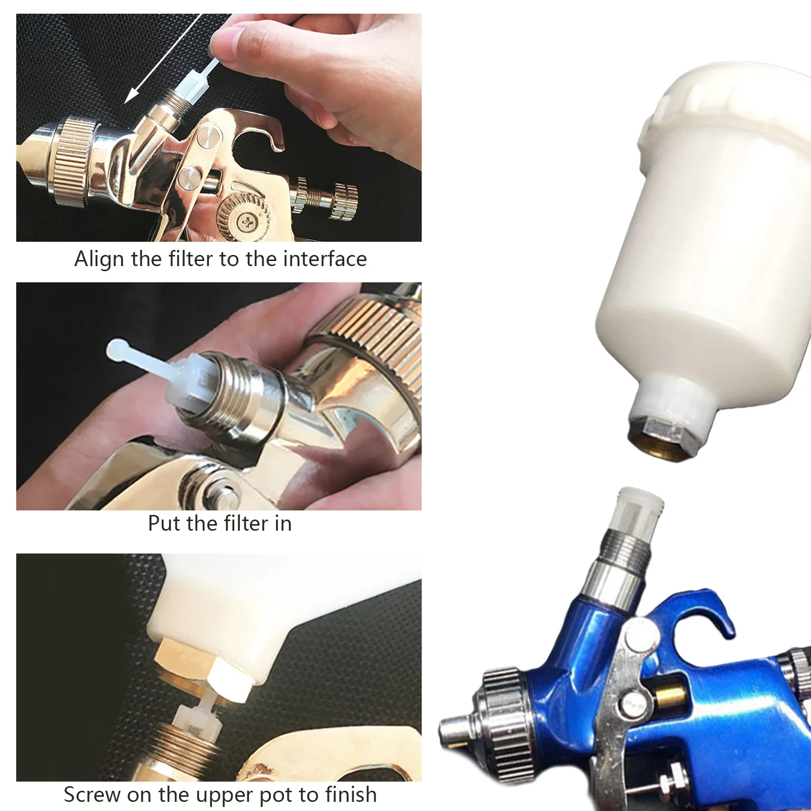 Universal Gravity Spray-Gun Filters Fine Mesh, Disposable Gravity Feed Spray-Gun Paint Strainer Reduce Clogging